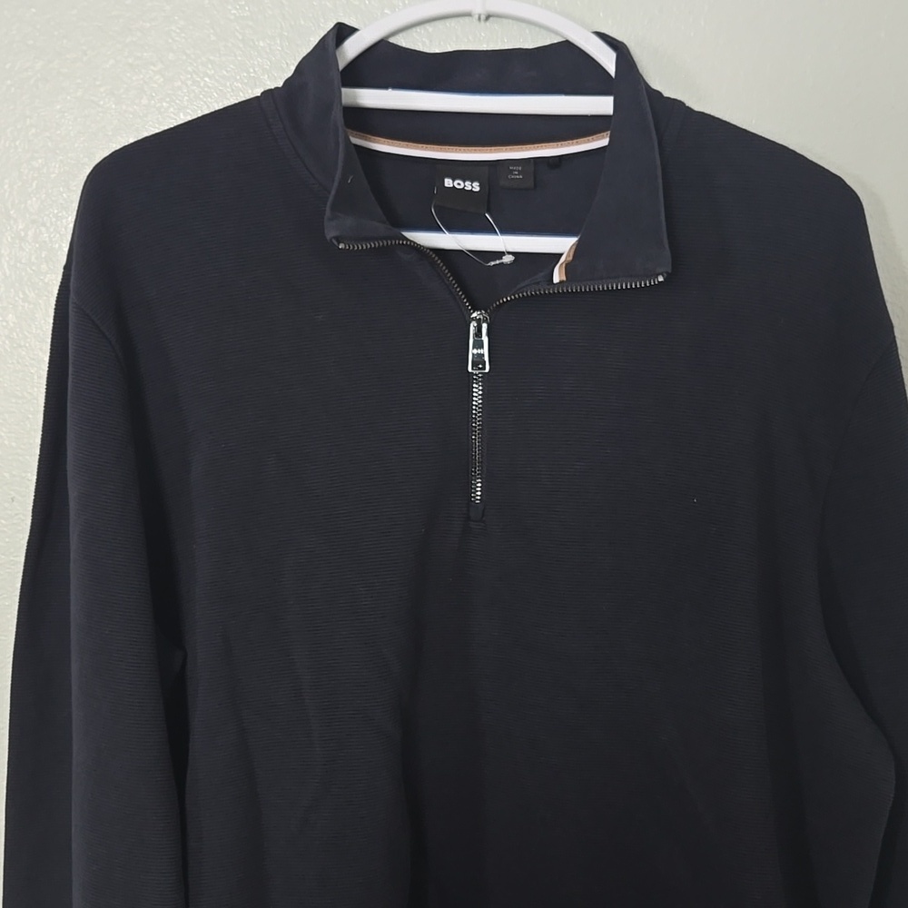 Boss | Navy Ribbed 1/4 Zip Sweater Size XXL NWOT